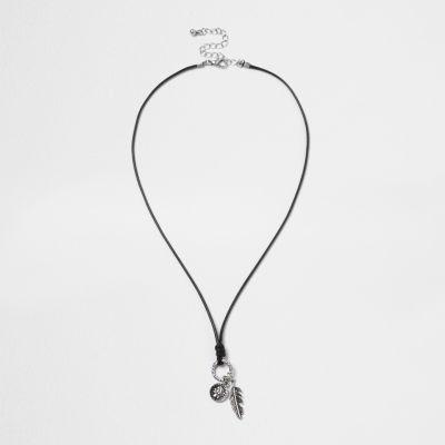 River Island Mens Feather And Coin Charm Necklace