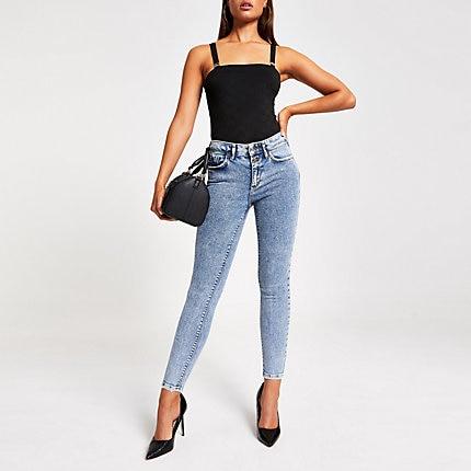 River Island Womens Ri Embossed Square Neck Bodysuit