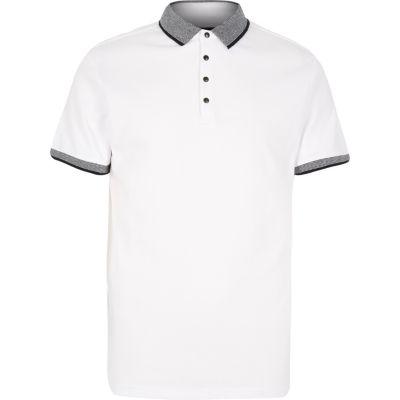 River Island Mens White Slim Fit Polo Shirt