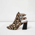 River Island Womens Leopard Print Pony Look Shoe Boots