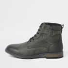 River Island Mens Lace-up Buckle Military Boots