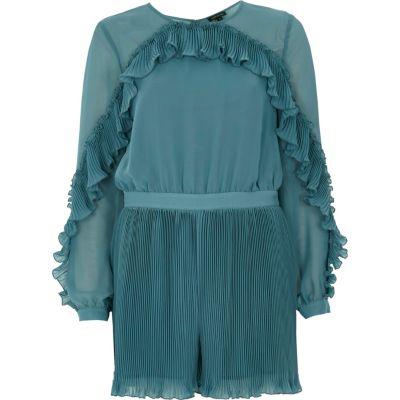 River Island Womens Long Sleeve Pleated Frill Romper