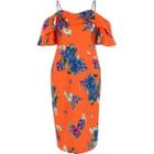 River Island Womens Floral Cold Shoulder Bodycon Dress