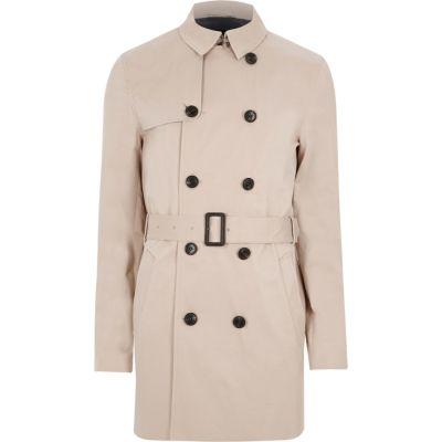 River Island Mens Double Breasted Belted Trench Coat