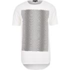 River Island Menswhite Wavey Line Print Curved Hem T-shirt