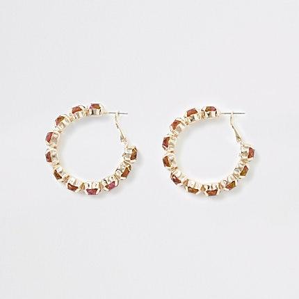 River Island Womens Gold Colour Ombre Hoop Earrings