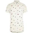 River Island Mens White Desert Slim Fit Short Sleeve Shirt