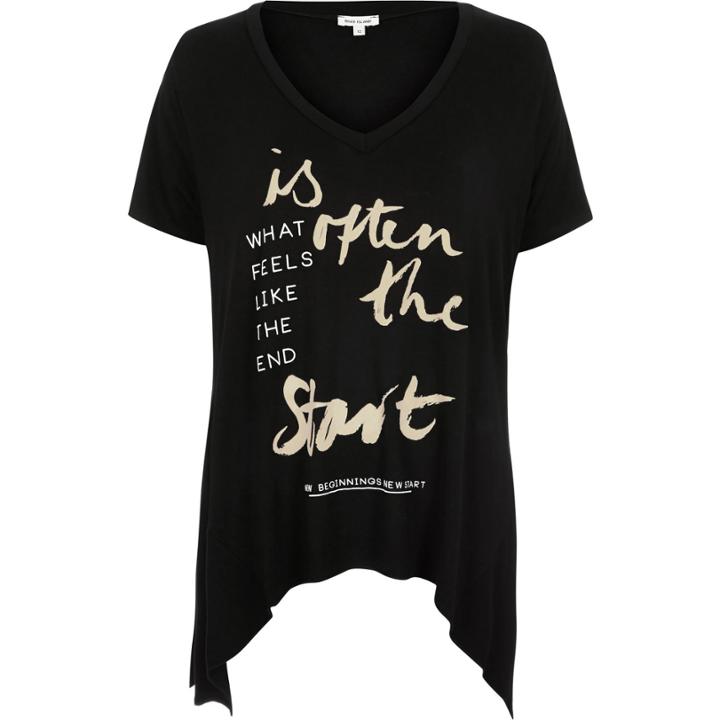 River Island Womens Beginnings Slogan Oversized T-shirt