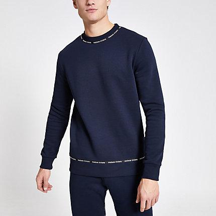 River Island Mens Maison Riviera Tape Slim Fit Sweatshirt