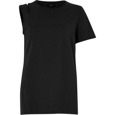 River Island Womens One Shoulder Slashed T-shirt