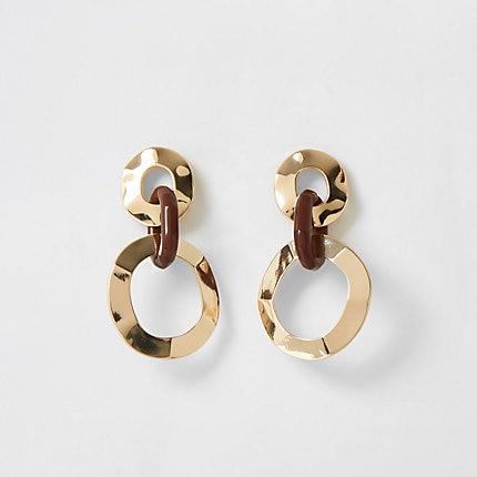 River Island Womens Gold Colour Interlinked Drop Earrings