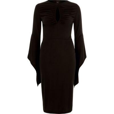 River Island Womens Ruched Keyhole Cut Out Bodycon Dress