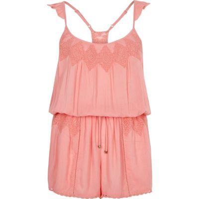 River Island Womens Lace Insert Playsuit