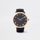 River Island Mens And Gold Tone Fabric Strap Watch