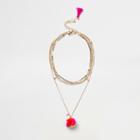 River Island Womens Gold Tone Tassel Pom Pom Necklace