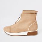 River Island Womens Faux Suede Zip Front Sock Boot Trainers