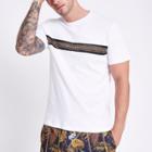 River Island Mens White Slim Fit Chest Tape T-shirt