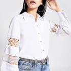 River Island Womens White Lace Balloon Sleeve Shirt