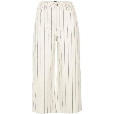 River Island Womens Pinstripe Alexa Cropped Wide Leg Jeans