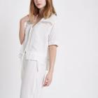 River Island Womens White Pom Pom Short Sleeve Pyjama Shirt