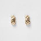 River Island Womens Gold Tone Pineapple Stud Earrings