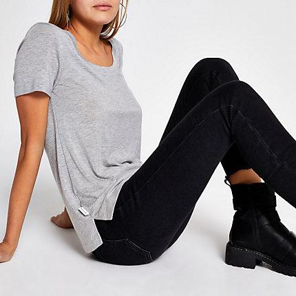 River Island Womens Marl Premium Jersey Scoop Neck T-shirt