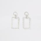 River Island Womens Silver Color Rhinestone Rectangle Drop Earring