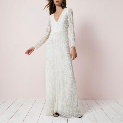 River Island Womens Sequin Long Sleeve Maxi Dress