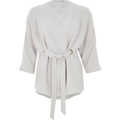 River Island Womens Eyelet Tie Front Top