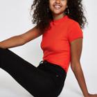 River Island Womens Ribbed Crew Neck T-shirt