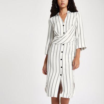 River Island Womens Stripe Button Up Midi Dress