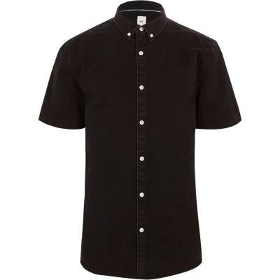 River Island Mens Denim Muscle Fit Short Sleeve Shirt