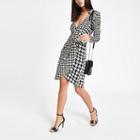 River Island Womens White Houndstooth Check Jersey Shirt Dress