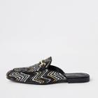 River Island Mens And Gold Woven Backless Loafer