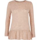 River Island Womens Nude Long Sleeve Peplum Top