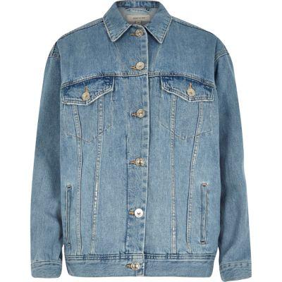 River Island Womens Plus Slogan Print Denim Jacket