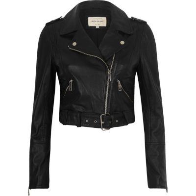 River Island Womens Leather Belted Biker Jacket