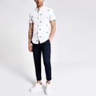 River Island Mens Slim Fit Embroidered Short Sleeve Shirt