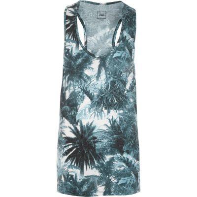 River Island Mens Palm Tree Print Racer Back Vest