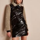River Island Womens Holly Fulton Vinyl Leather Fleece Jacket