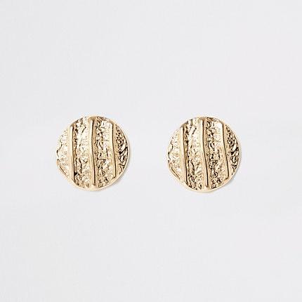 River Island Womens Gold Colour Textured Stud Earrings