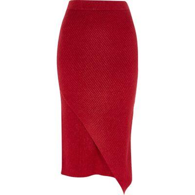 River Island Womens Knit Wrap Front Midi Skirt