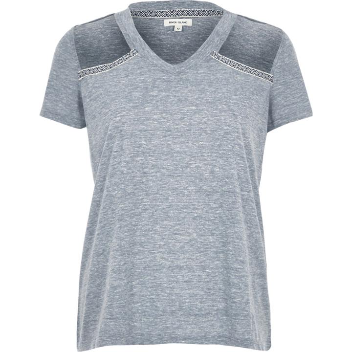 River Island Womens Cut-out Shoulder T-shirt