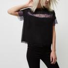 River Island Womens Petite Lace Crop T-shirt