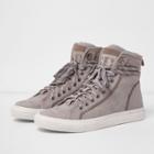 River Island Mensgrey Premium Leather Hi Top Trainers
