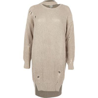 River Island Womens Ladder Knit Ribbed Sweater Dress