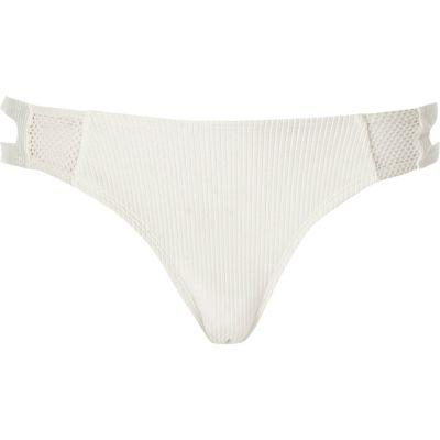 River Island Womens White Ribbed Sporty Bikini Briefs