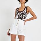 River Island Womens White Button Front High Rise Shorts