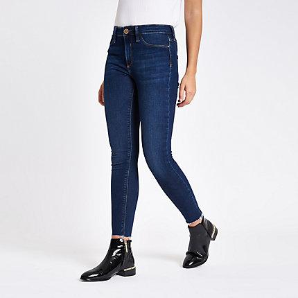 River Island Womens Mid Rise Raw Hem Molly Jeggings