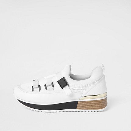 River Island Womens White Strappy Runner Sneakers
